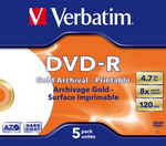 2 Verbatim DVD-R Gold Archival 5 Pack
